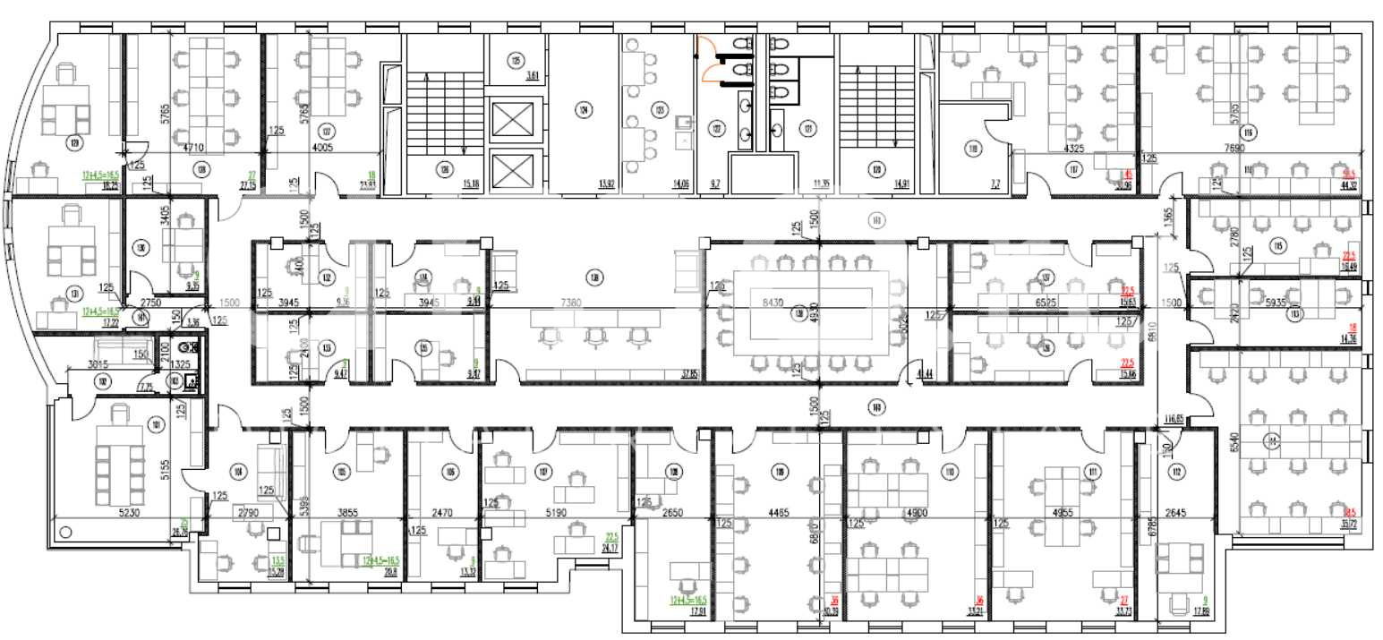 Планировка офиса 945 м², 4 этаж, БЦ «Дом Бахрушина»